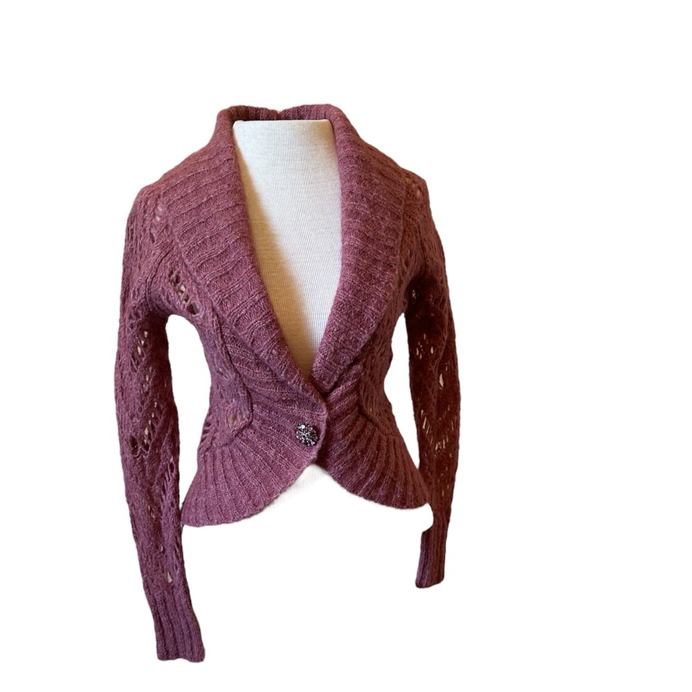Vintage Y2K Ann Taylor LOFT Petites Lace Knit Shawl Collar Sweater Size SP